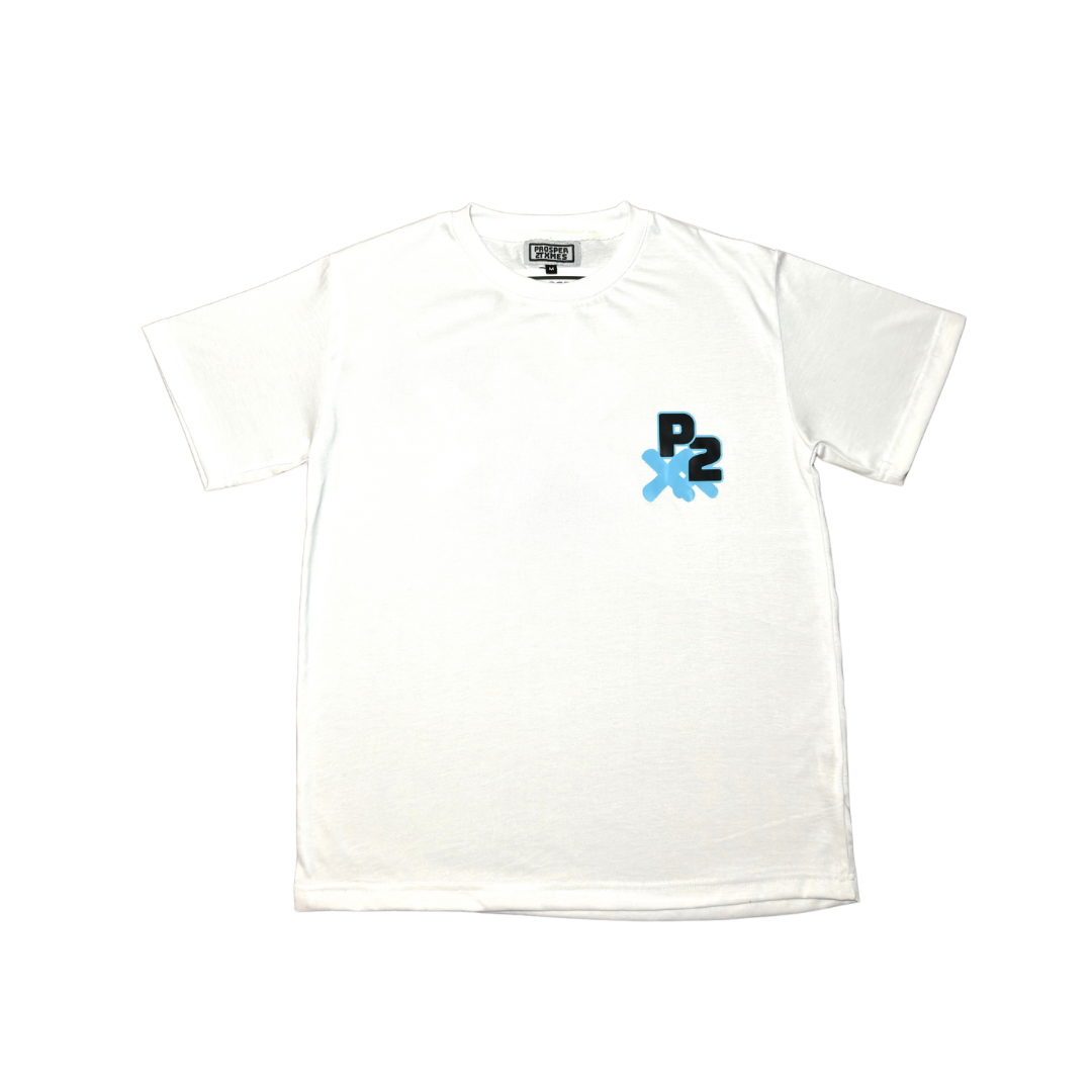 X Blue Paint Splat T-Shirt - White