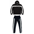 Black tracksuit with white stripes on a white background